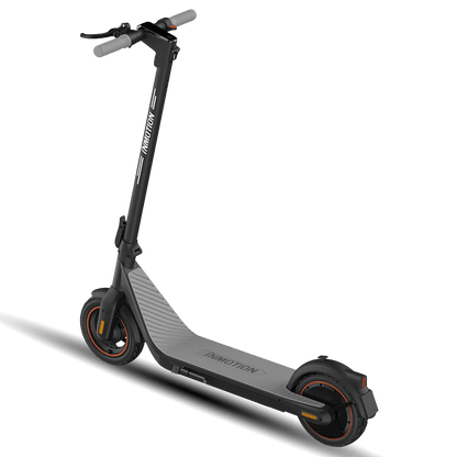 Sleek black INMOTION Air Pro electric scooter with orange accents.