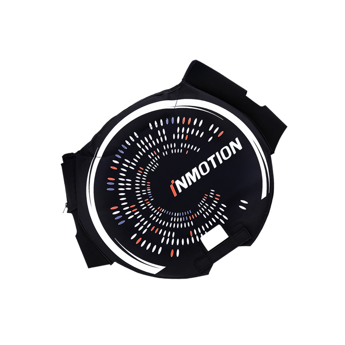 Black protective cover for electric unicycle with INMOTION logo