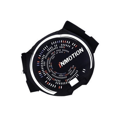 Black protective cover for electric unicycle with INMOTION logo