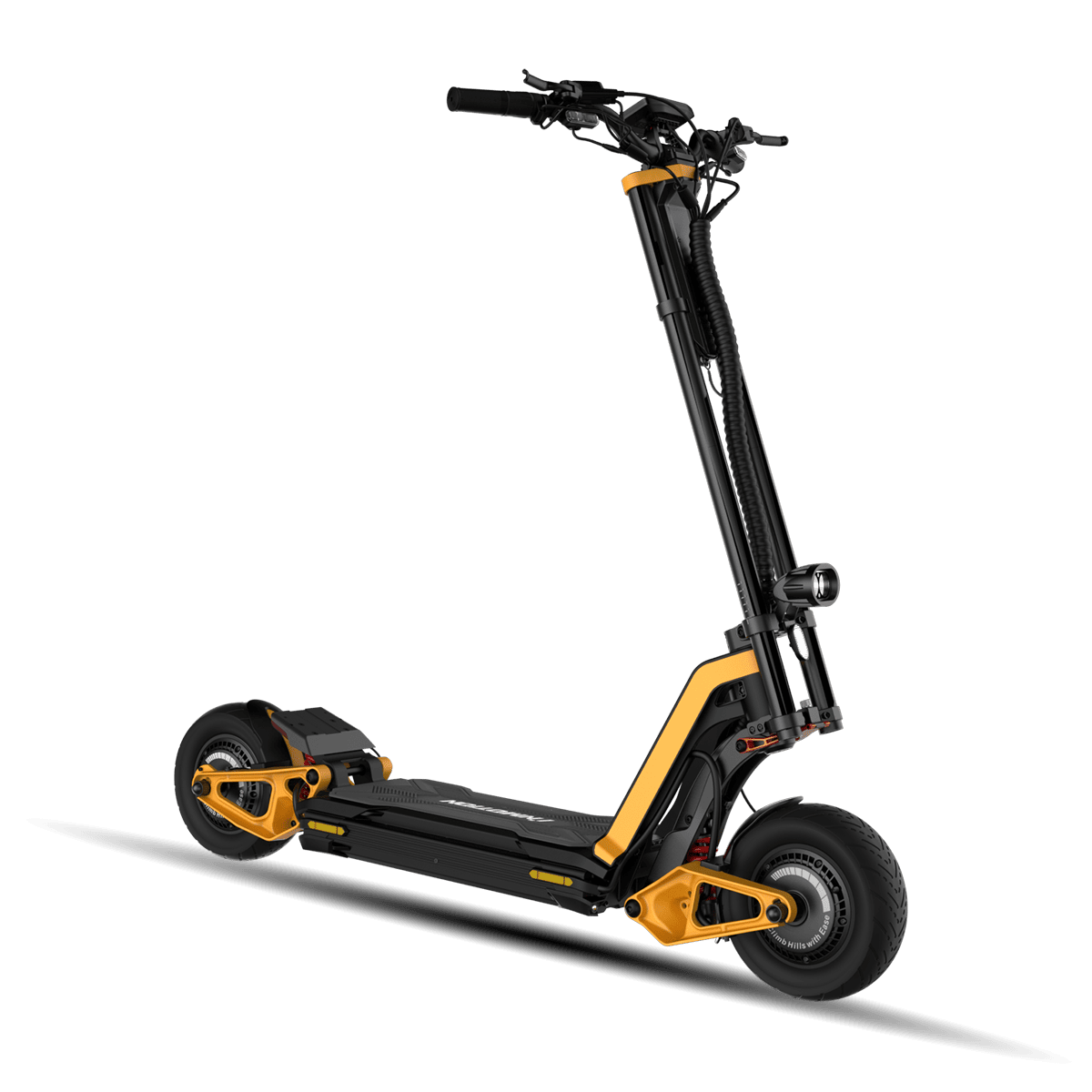 INMOTION RS electric scooter showcasing transformation feature with yellow accents.