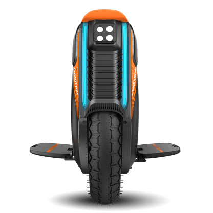 Front view of INMOTION V12 Pro unicycle with detailed tire and design.